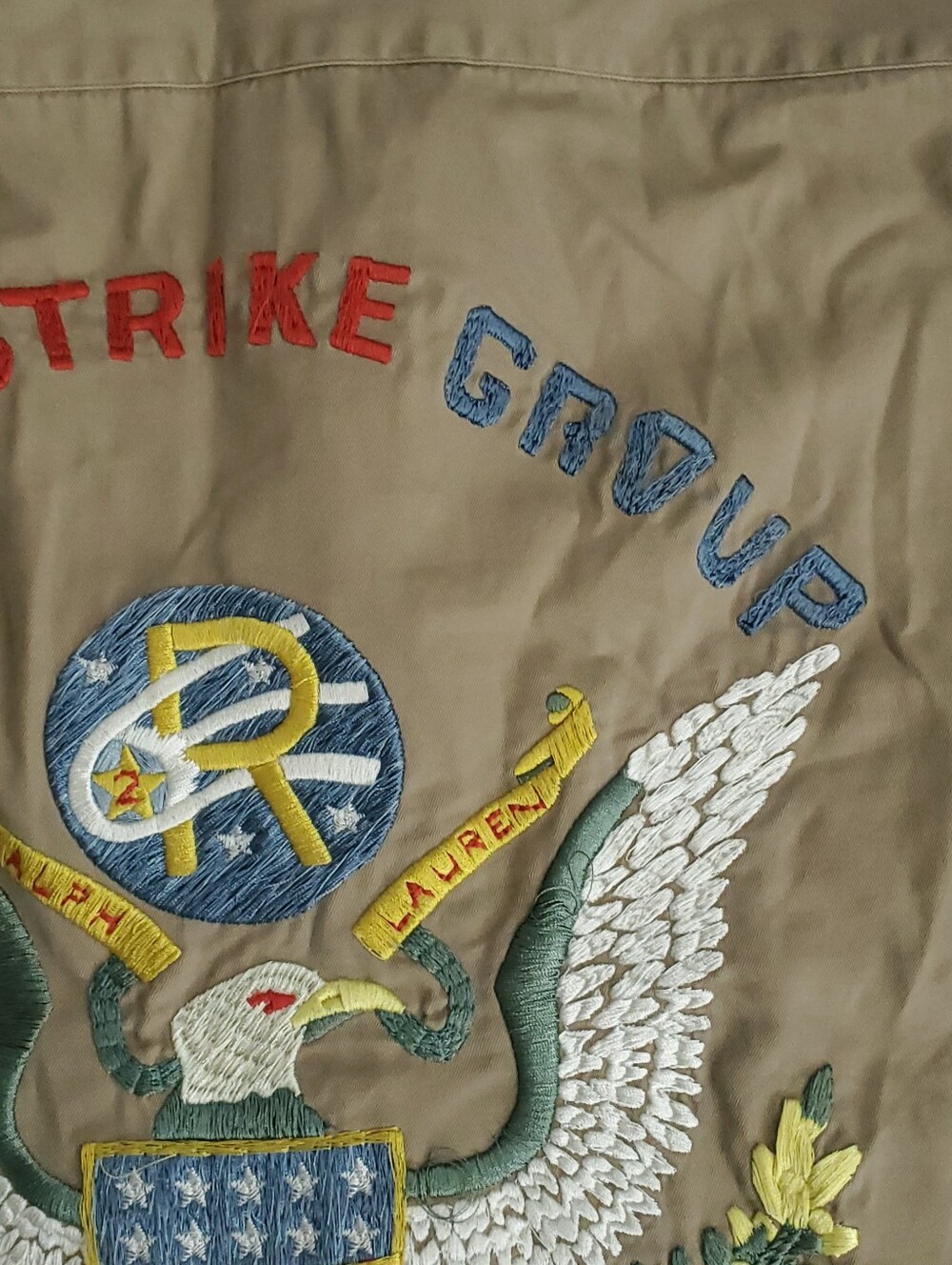 Polo Ralph Lauren Mens XL Khaki Utility Shirt 388th Strike Group Embroidered - Picture 8 of 16